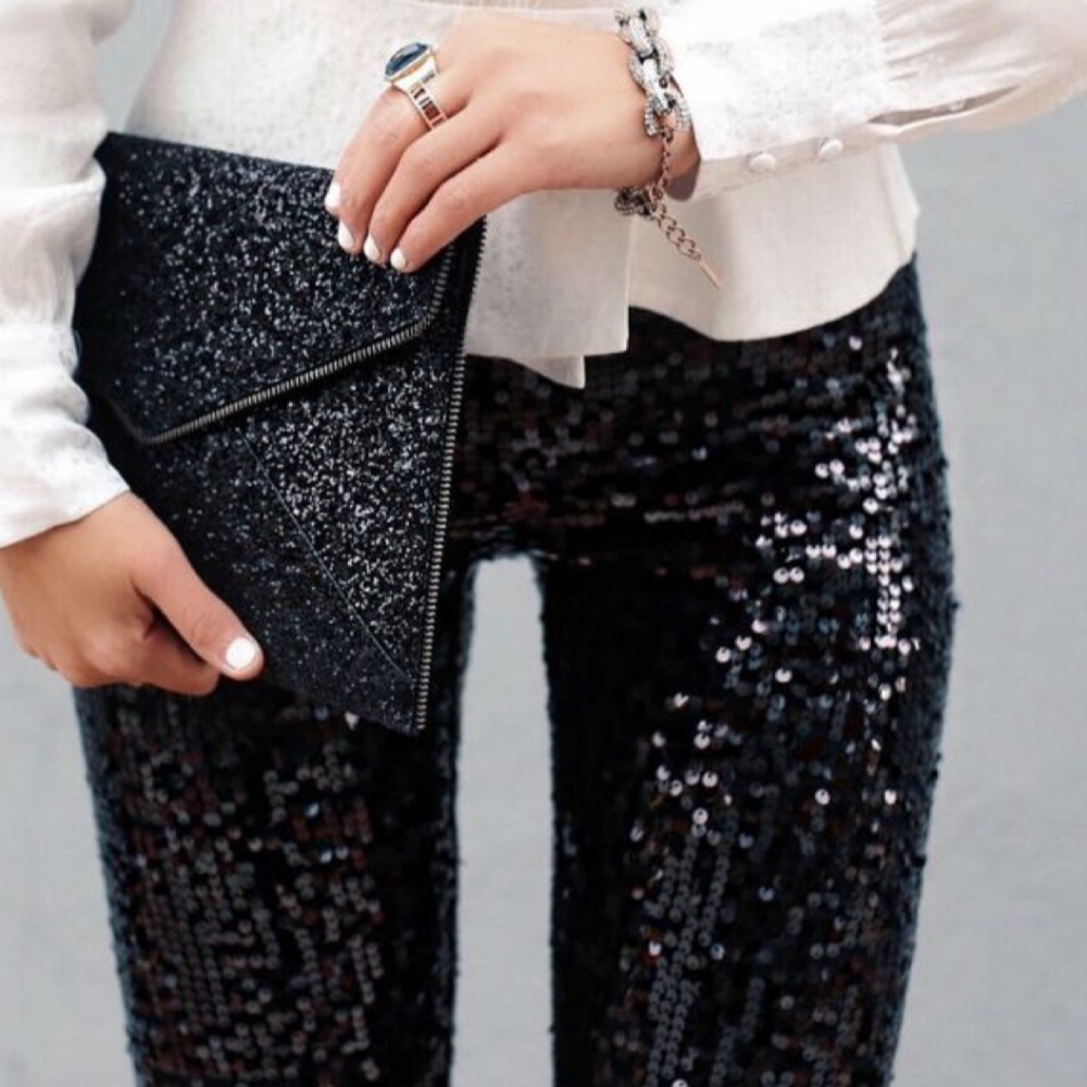 EXPRESS Gorgeous Black Sequin HiRise Legging M